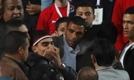 شاهد.. لحظة قيام رجال الأمن بالقبض على مشجع مصري رفع علم فلسطين